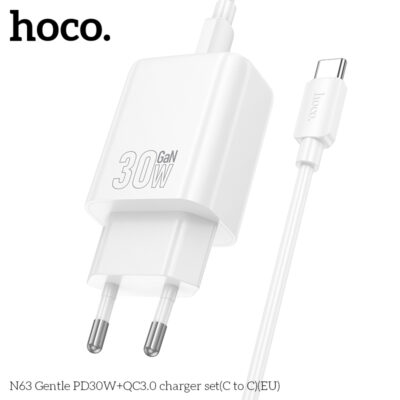 Bộ sạc Hoco N63 Gentle PD30W+QC3.0(C đến C)(EU) Bộ sạc Hoco N63 Gentle PD30W+QC3.0(C đến C)(EU) - Ảnh 8