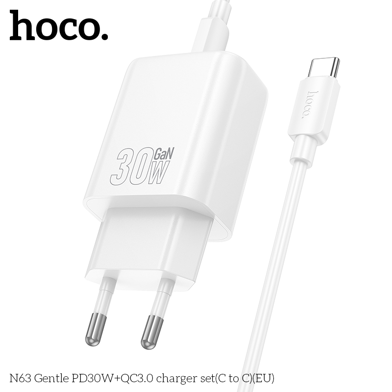 Bộ sạc Hoco N63 Gentle PD30W+QC3.0(C đến C)(EU) - Ảnh 8