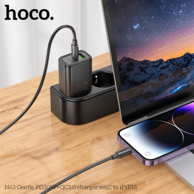 Bộ sạc Hoco N63 Gentle PD30W+QC3.0(C sang iP)(EU) Bộ sạc Hoco N63 Gentle PD30W+QC3.0(C sang iP)(EU) - Ảnh 5