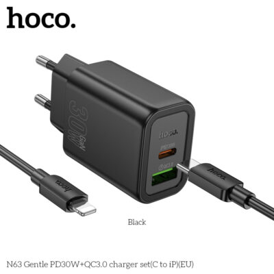 Bộ sạc Hoco N63 Gentle PD30W+QC3.0(C sang iP)(EU) Bộ sạc Hoco N63 Gentle PD30W+QC3.0(C sang iP)(EU) - Ảnh 9