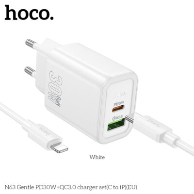Bộ sạc Hoco N63 Gentle PD30W+QC3.0(C sang iP)(EU) Bộ sạc Hoco N63 Gentle PD30W+QC3.0(C sang iP)(EU) - Ảnh 10