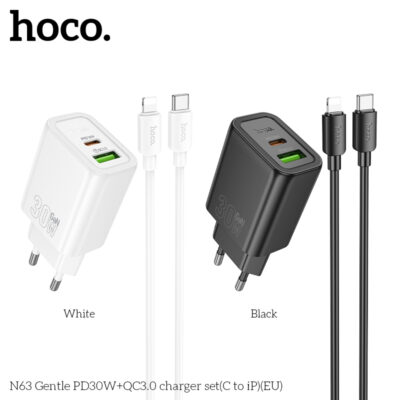 Bộ sạc Hoco N63 Gentle PD30W+QC3.0(C sang iP)(EU) Bộ sạc Hoco N63 Gentle PD30W+QC3.0(C sang iP)(EU) - Ảnh 11