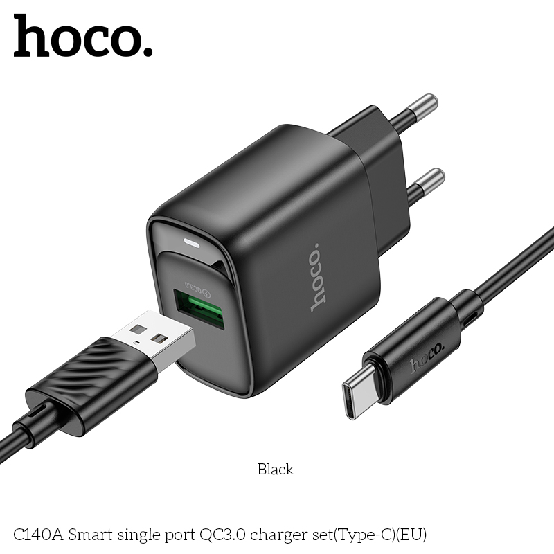 Bộ sạc Hoco QC3.0 cổng đơn thông minh C140A(Type-C)(EU) - Ảnh 6