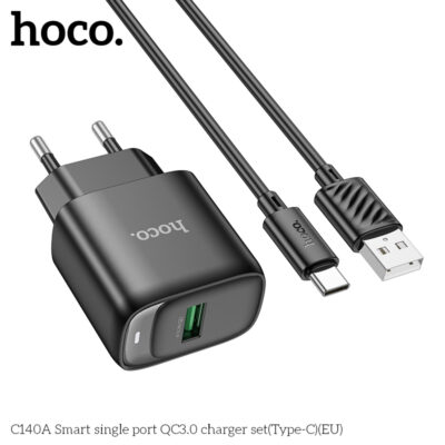 Bộ sạc Hoco QC3.0 cổng đơn thông minh C140A(Type-C)(EU) Bộ sạc Hoco QC3.0 cổng đơn thông minh C140A(Type-C)(EU) - Ảnh 7