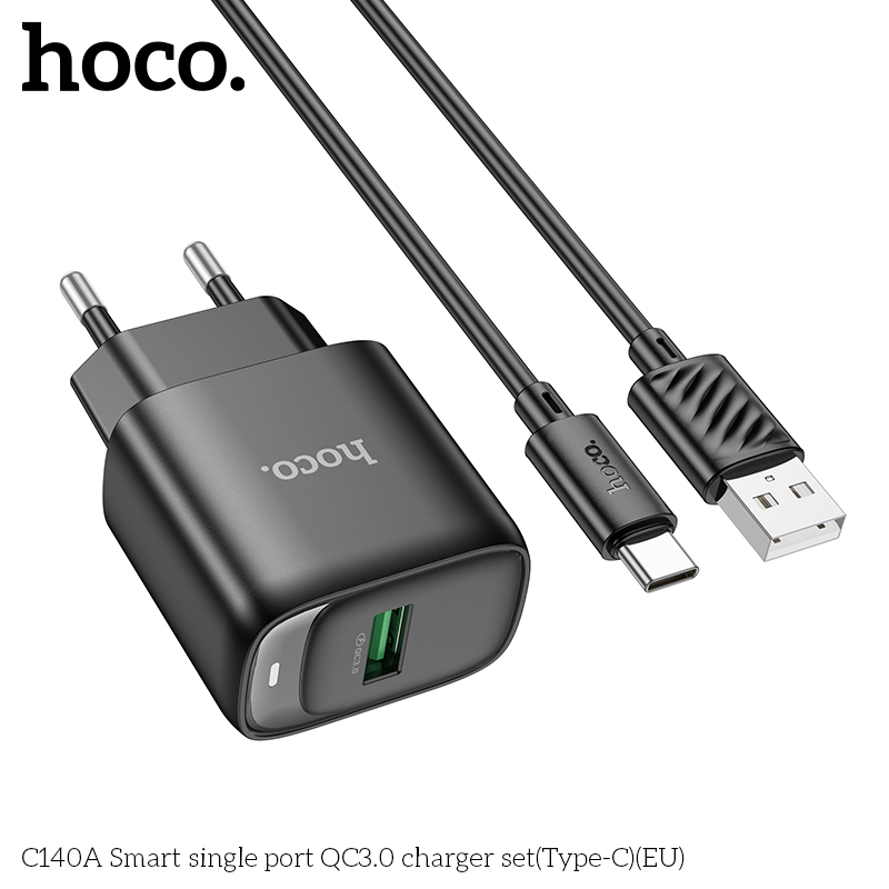 Bộ sạc Hoco QC3.0 cổng đơn thông minh C140A(Type-C)(EU) - Ảnh 7