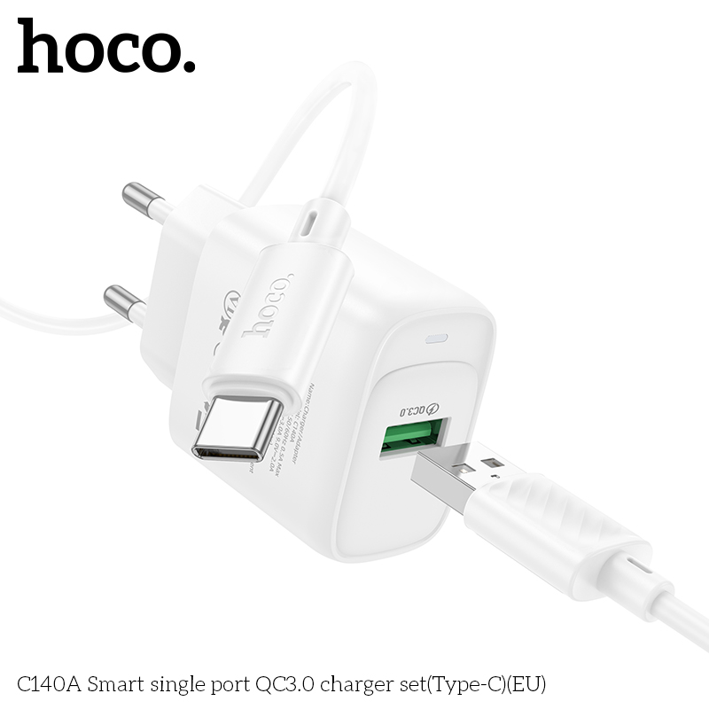 Bộ sạc Hoco QC3.0 cổng đơn thông minh C140A(Type-C)(EU) - Ảnh 8