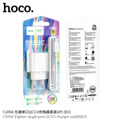Bộ sạc Hoco QC3.0 một cổng C109A Fighter IP (EU)