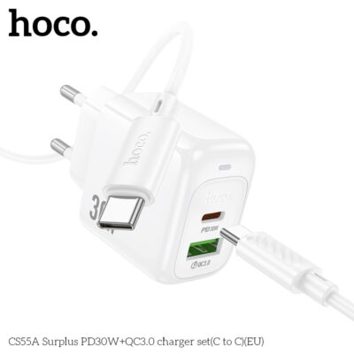 Bộ sạc Hoco Surplus PD30W+QC3.0 CS55A (C đến C) (EU) Bộ sạc Hoco Surplus PD30W+QC3.0 CS55A (C đến C) (EU) - Ảnh 6