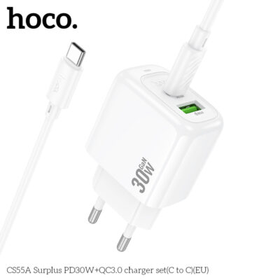 Bộ sạc Hoco Surplus PD30W+QC3.0 CS55A (C đến C) (EU) Bộ sạc Hoco Surplus PD30W+QC3.0 CS55A (C đến C) (EU) - Ảnh 5