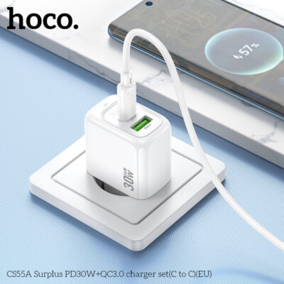 Bộ sạc Hoco Surplus PD30W+QC3.0 CS55A (C đến C) (EU) Bộ sạc Hoco Surplus PD30W+QC3.0 CS55A (C đến C) (EU) - Ảnh 3