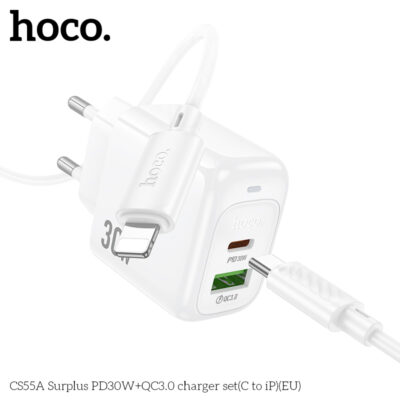 Bộ sạc Hoco Surplus PD30W+QC3.0 CS55A (C đến iP) (EU) Bộ sạc Hoco Surplus PD30W+QC3.0 CS55A (C đến iP) (EU) - Ảnh 5