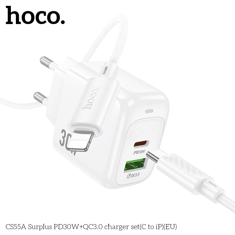 Bộ sạc Hoco Surplus PD30W+QC3.0 CS55A (C đến iP) (EU) - Ảnh 5