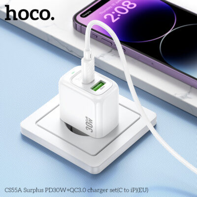 Bộ sạc Hoco Surplus PD30W+QC3.0 CS55A (C đến iP) (EU) Bộ sạc Hoco Surplus PD30W+QC3.0 CS55A (C đến iP) (EU) - Ảnh 8