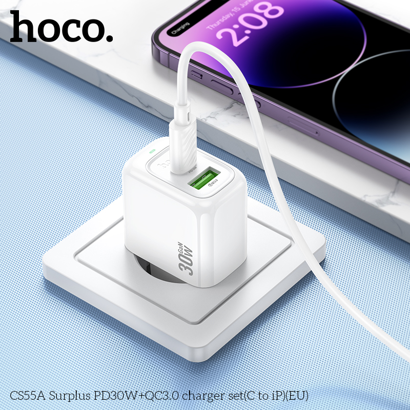 Bộ sạc Hoco Surplus PD30W+QC3.0 CS55A (C đến iP) (EU) - Ảnh 8
