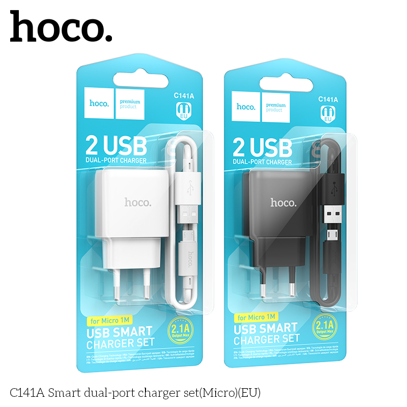 Bộ sạc hai cổng thông minh Hoco C141A(Micro)(EU)