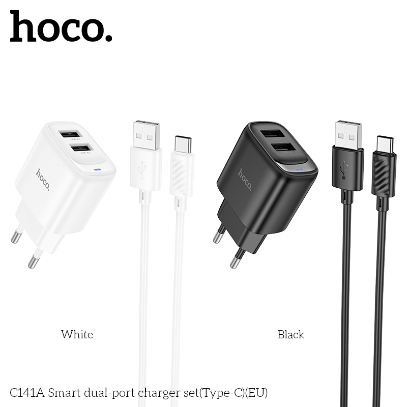 Bộ sạc hai cổng thông minh Hoco C141A(Type-C)(EU) - Ảnh 4