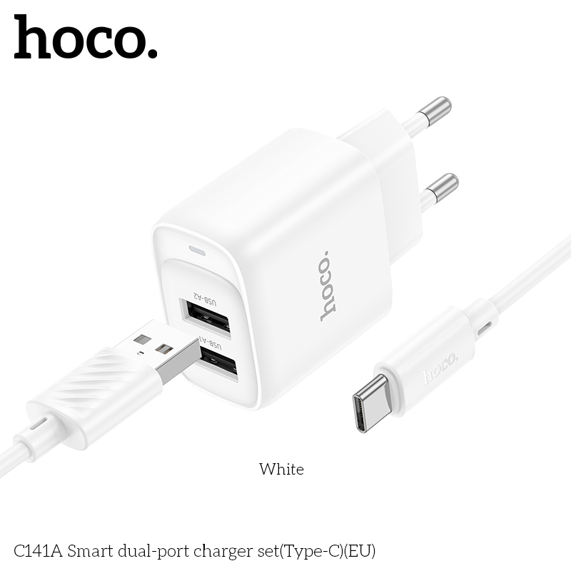 Bộ sạc hai cổng thông minh Hoco C141A(Type-C)(EU) - Ảnh 5