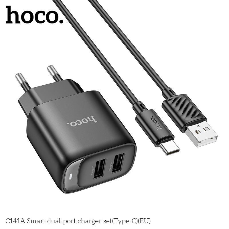Bộ sạc hai cổng thông minh Hoco C141A(Type-C)(EU) - Ảnh 7