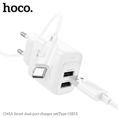 Bộ sạc hai cổng thông minh Hoco C141A(Type-C)(EU) Bộ sạc hai cổng thông minh Hoco C141A(Type-C)(EU) - Ảnh 8