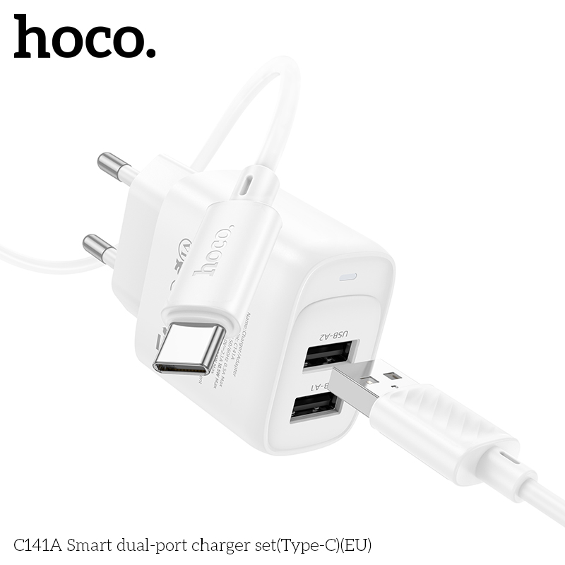 Bộ sạc hai cổng thông minh Hoco C141A(Type-C)(EU) - Ảnh 8