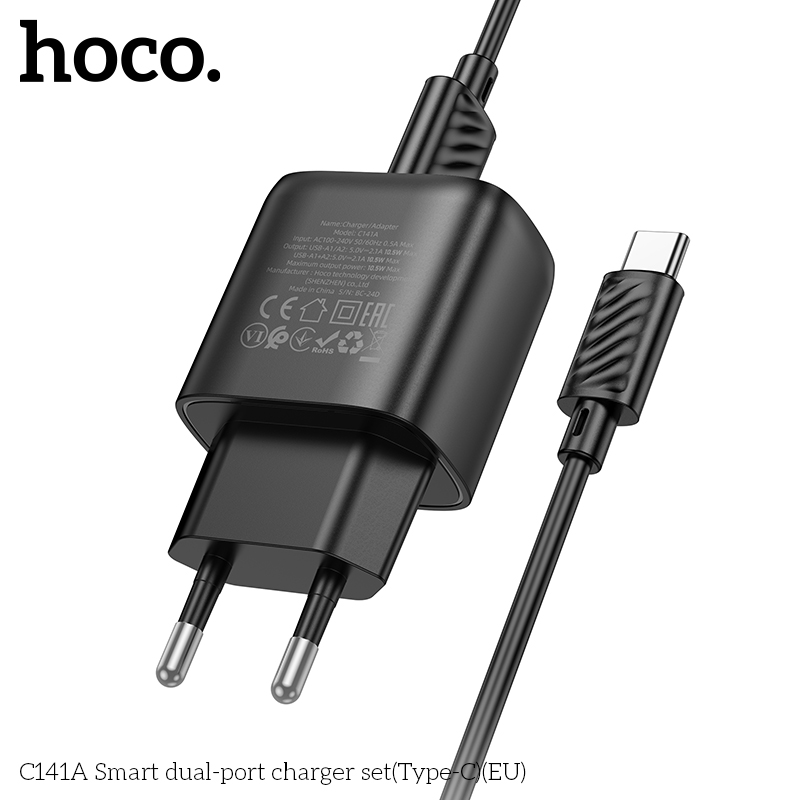 Bộ sạc hai cổng thông minh Hoco C141A(Type-C)(EU) - Ảnh 9
