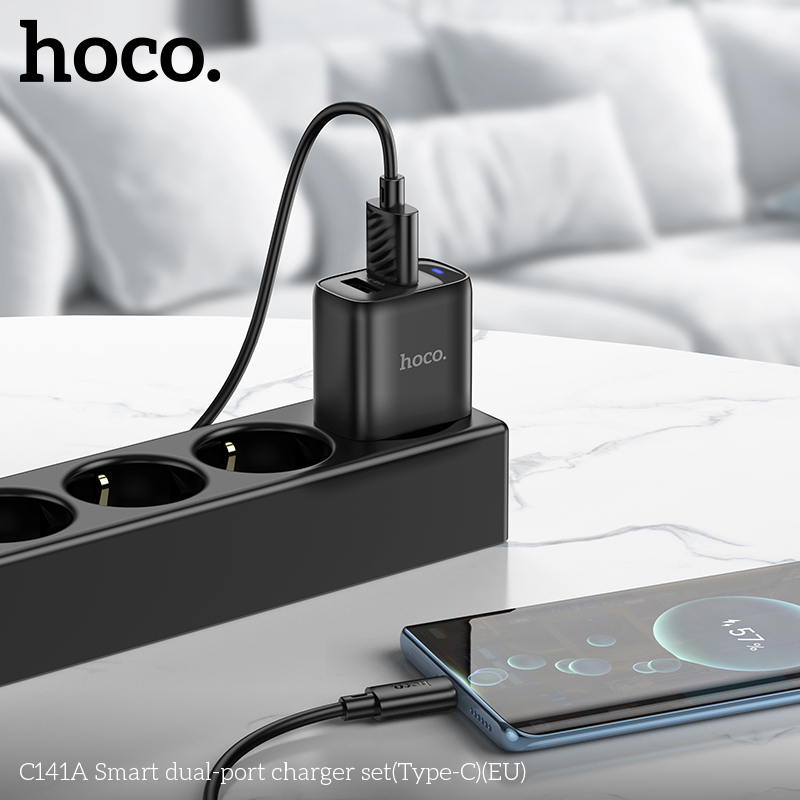 Bộ sạc hai cổng thông minh Hoco C141A(Type-C)(EU) - Ảnh 10