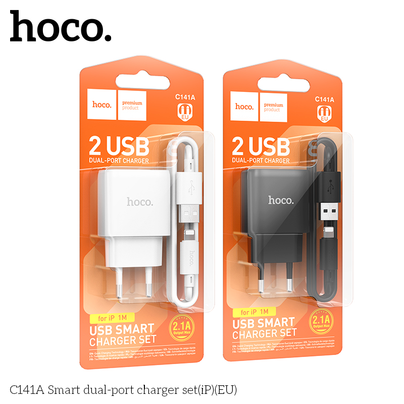 Bộ sạc hai cổng thông minh Hoco C141A(iP)(EU)