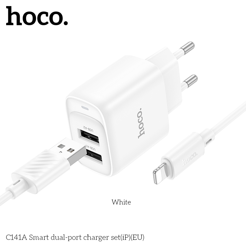 Bộ sạc hai cổng thông minh Hoco C141A(iP)(EU) - Ảnh 5