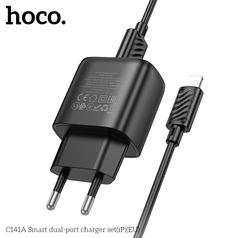 Bộ sạc hai cổng thông minh Hoco C141A(iP)(EU) - Ảnh 9