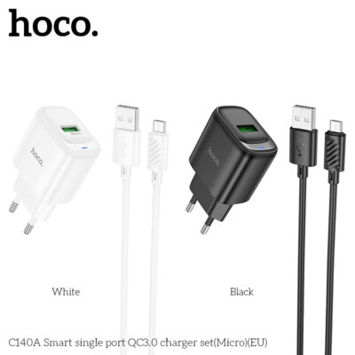 Bộ sạc thông minh Hoco QC3.0 cổng đơn C140A(Micro)(EU) - Ảnh 4