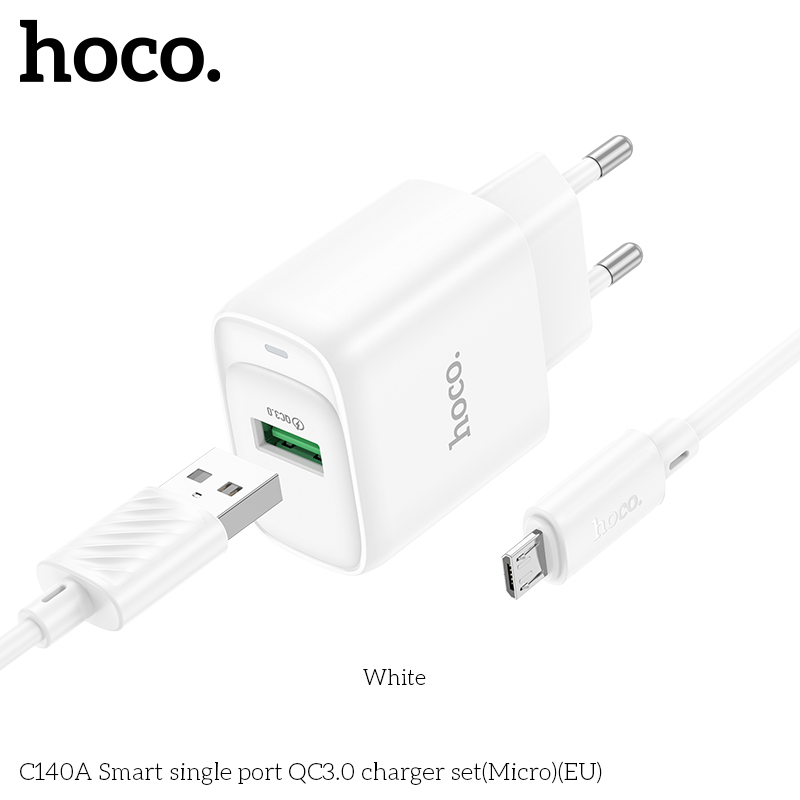Bộ sạc thông minh Hoco QC3.0 cổng đơn C140A(Micro)(EU) - Ảnh 5