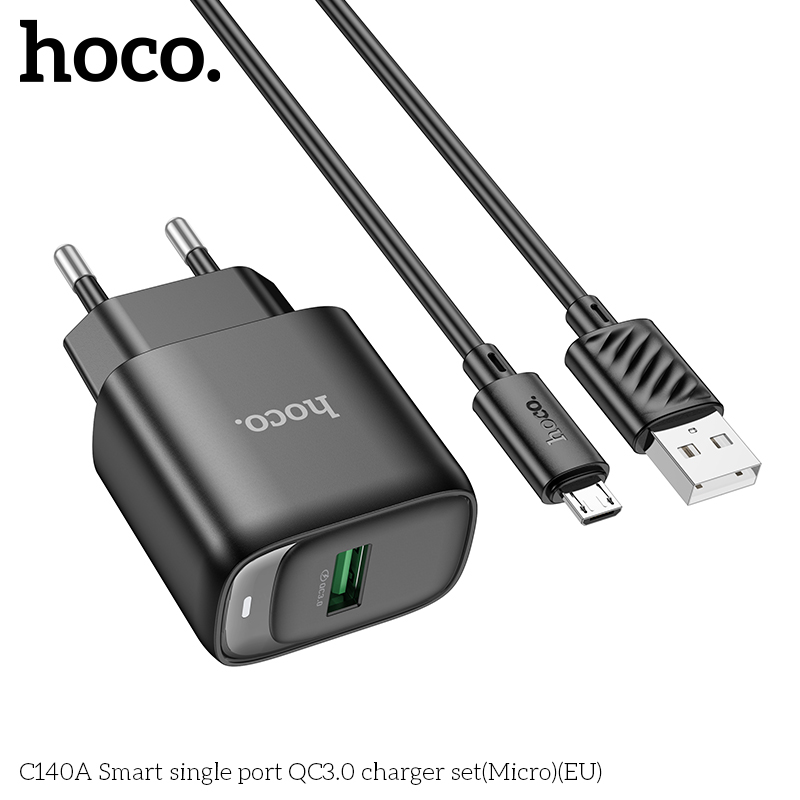 Bộ sạc thông minh Hoco QC3.0 cổng đơn C140A(Micro)(EU) - Ảnh 7