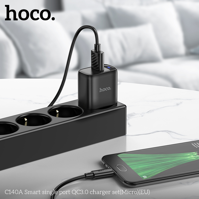 Bộ sạc thông minh Hoco QC3.0 cổng đơn C140A(Micro)(EU) - Ảnh 10