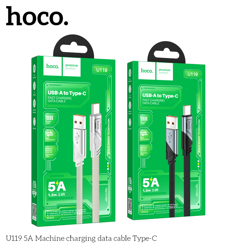 Cáp dữ liệu sạc Hoco 5A U119 Type-C