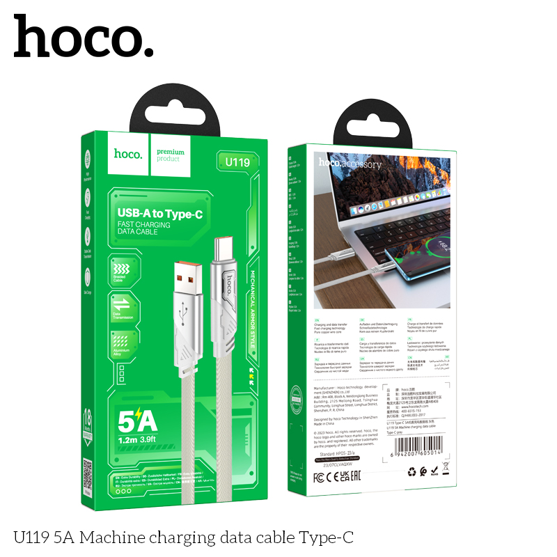 Cáp dữ liệu sạc Hoco 5A U119 Type-C - Ảnh 2
