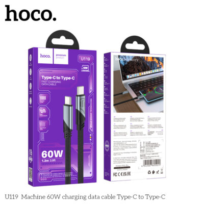 Cáp dữ liệu sạc Hoco 60W U119 Type-C sang Type-C - Ảnh 3