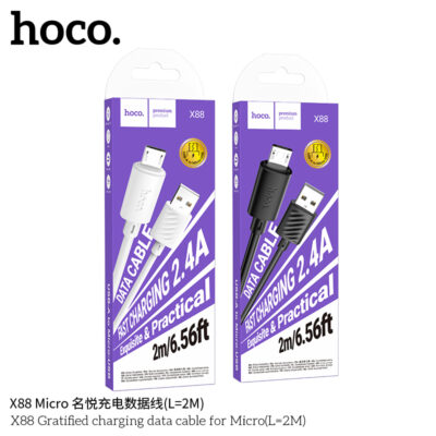 Cáp dữ liệu sạc Hoco X88 Gratified MỚI cho Micro (Dài = 2M) (có đóng gói)