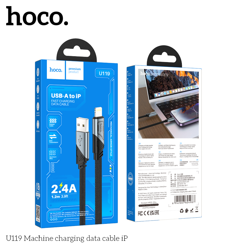 Cáp dữ liệu sạc Hoco U119 2.4A dài 1.2M Cho iP - Ảnh 11