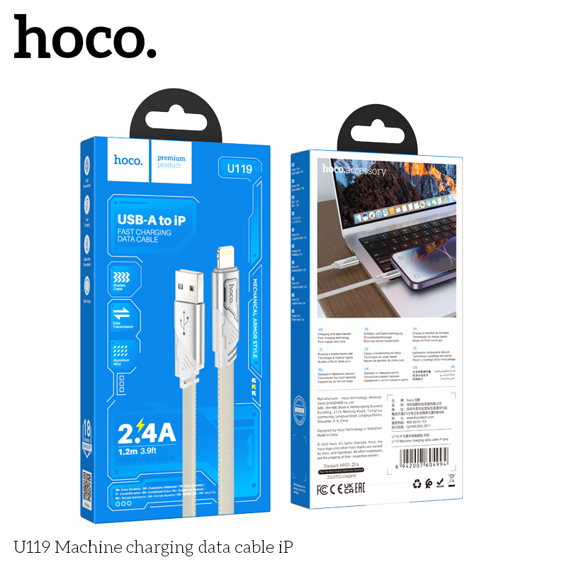 Cáp dữ liệu sạc Hoco U119 2.4A dài 1.2M Cho iP - Ảnh 10