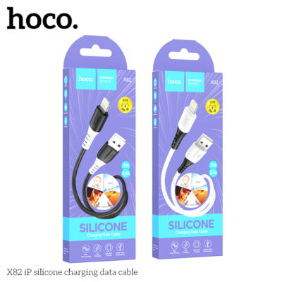 Cáp dữ liệu sạc silicone Hoco X82 Lightning 1M, 2.4A