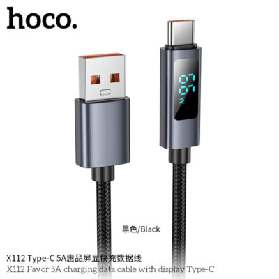 Cáp dữ liệu sạc Hoco X112 Favor 5A có màn hình Type-C - Ảnh 2