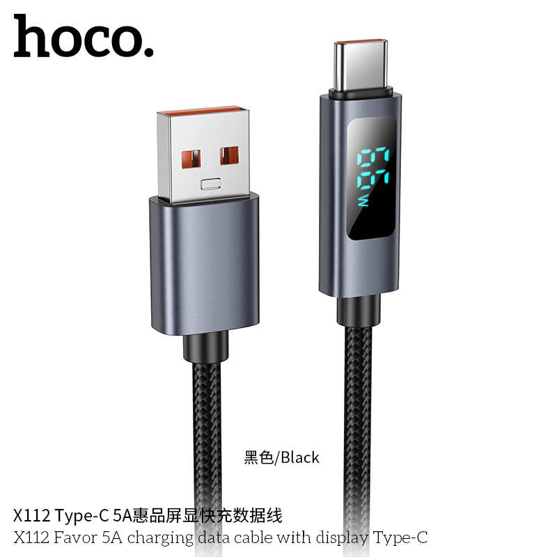 Cáp dữ liệu sạc Hoco X112 Favor 5A có màn hình Type-C - Ảnh 2