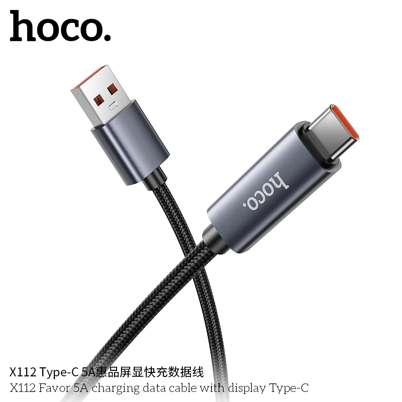 Cáp dữ liệu sạc Hoco X112 Favor 5A có màn hình Type-C - Ảnh 3