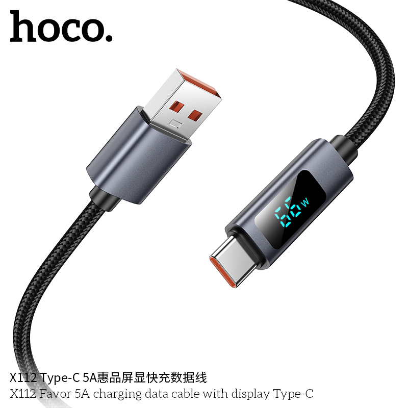 Cáp dữ liệu sạc Hoco X112 Favor 5A có màn hình Type-C - Ảnh 4