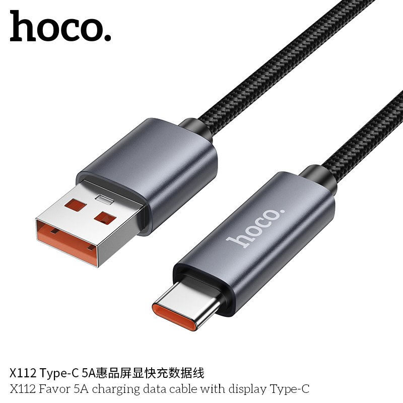 Cáp dữ liệu sạc Hoco X112 Favor 5A có màn hình Type-C - Ảnh 5