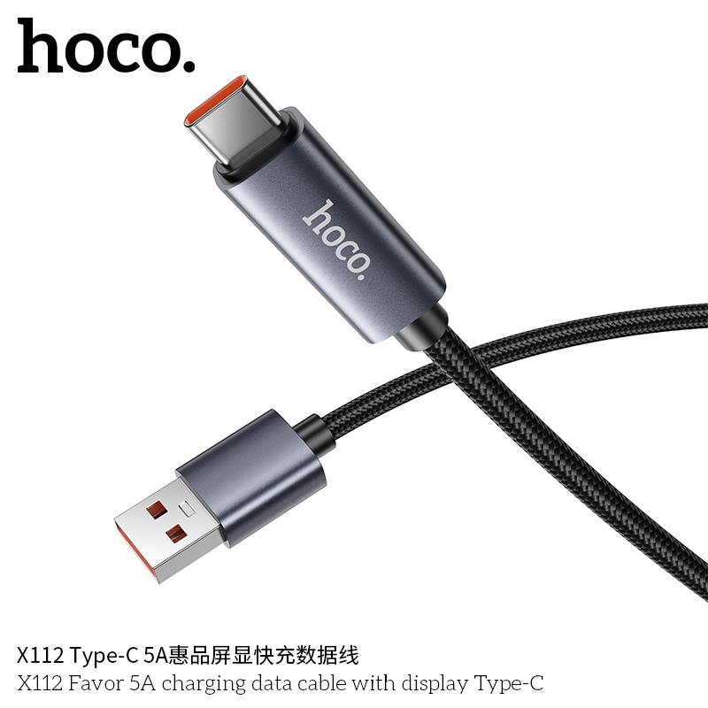 Cáp dữ liệu sạc Hoco X112 Favor 5A có màn hình Type-C - Ảnh 6