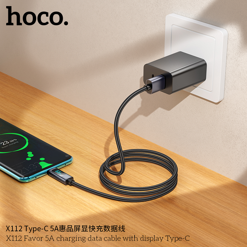 Cáp dữ liệu sạc Hoco X112 Favor 5A có màn hình Type-C - Ảnh 9
