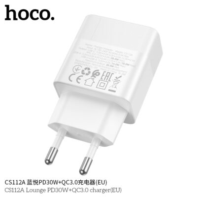 Cốc sạc Hoco CS112A Lounge PD30W+QC3.0 (chuẩn EU) Cốc sạc Hoco CS112A Lounge PD30W+QC3.0 (chuẩn EU) - Ảnh 9