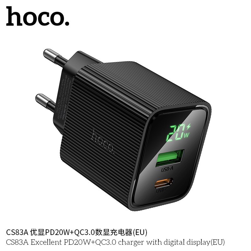 Cốc sạc Hoco CS83A PD20W+QC3.0 cao cấp có màn hình hiển thị kỹ thuật số (EU) - Ảnh 3