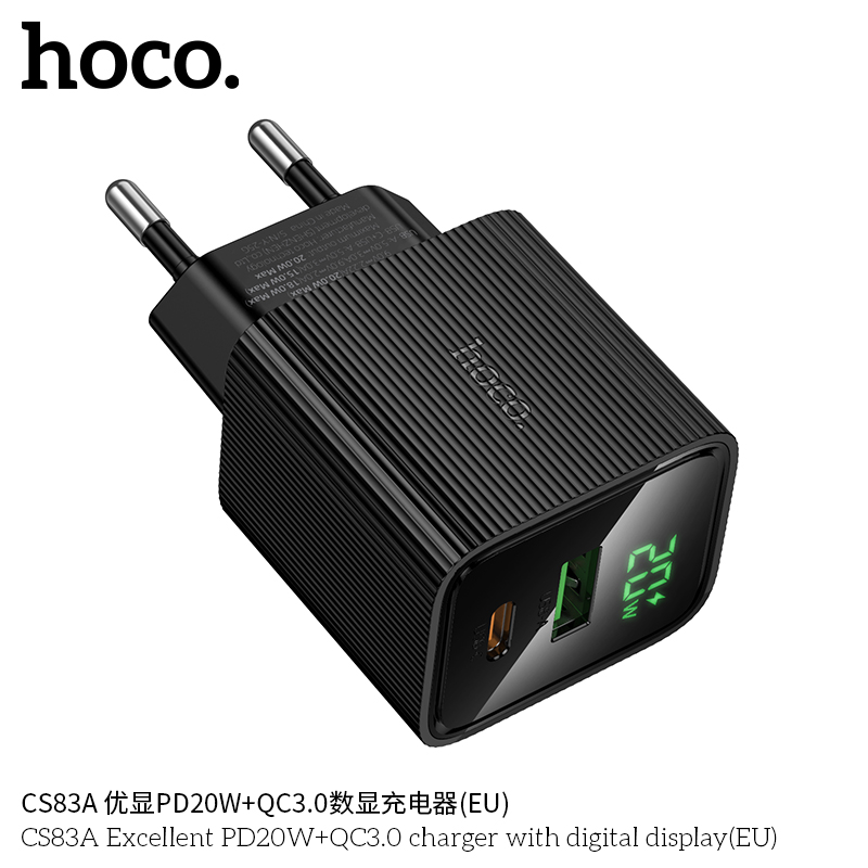 Cốc sạc Hoco CS83A PD20W+QC3.0 cao cấp có màn hình hiển thị kỹ thuật số (EU) - Ảnh 5